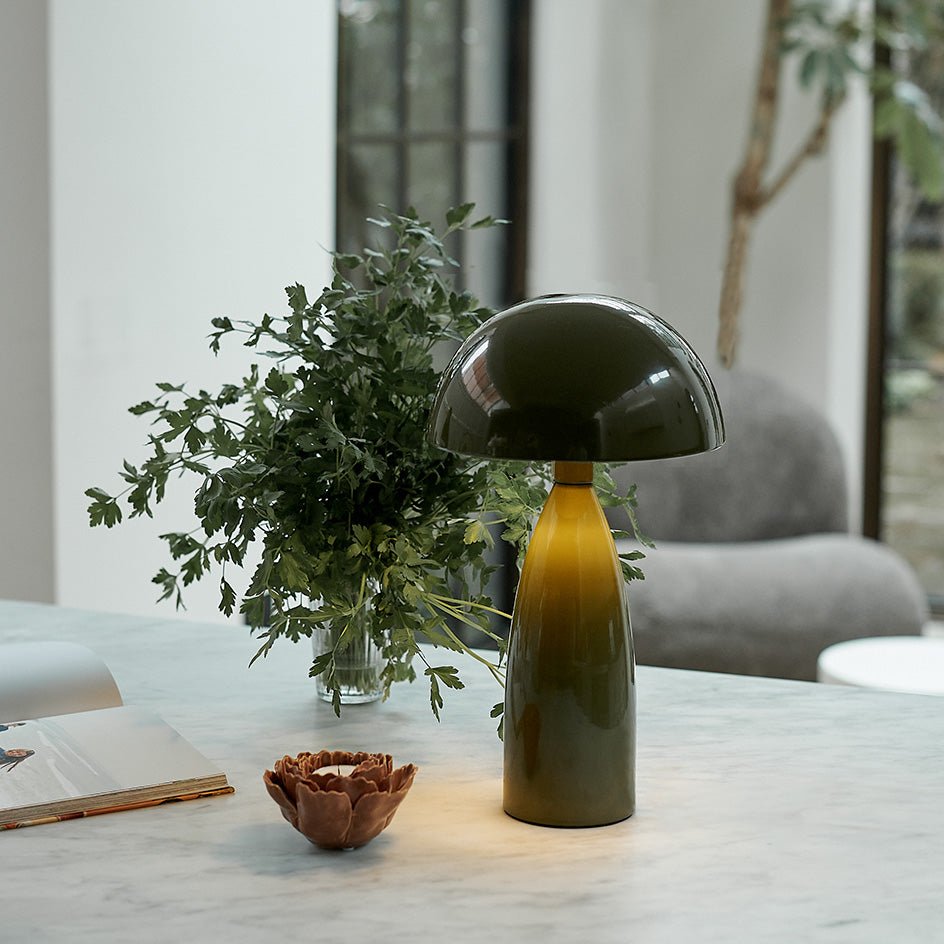 Used Olive Metal Table Lamp – Rewired & Tested