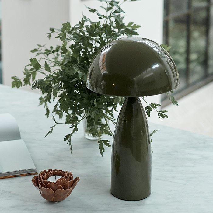 Used Olive Metal Table Lamp – Rewired & Tested