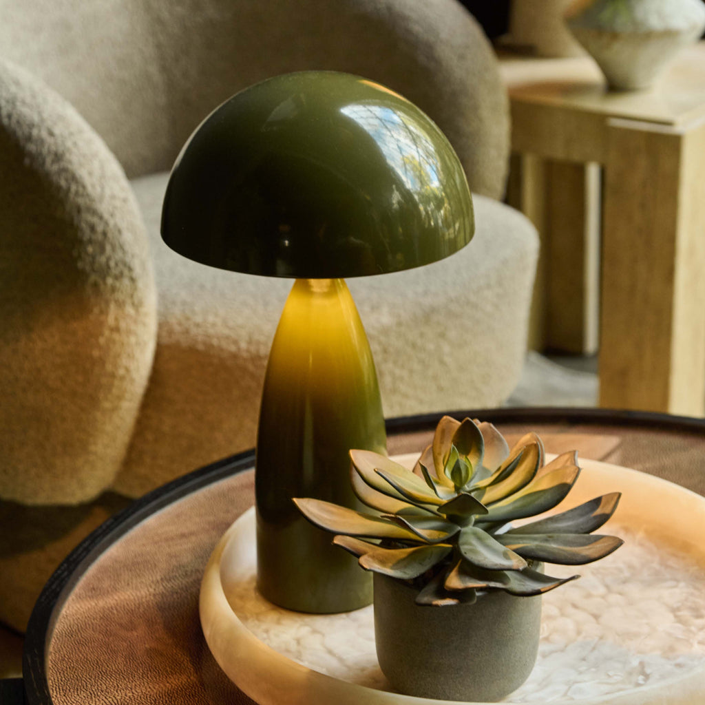Used Olive Metal Table Lamp – Rewired & Tested