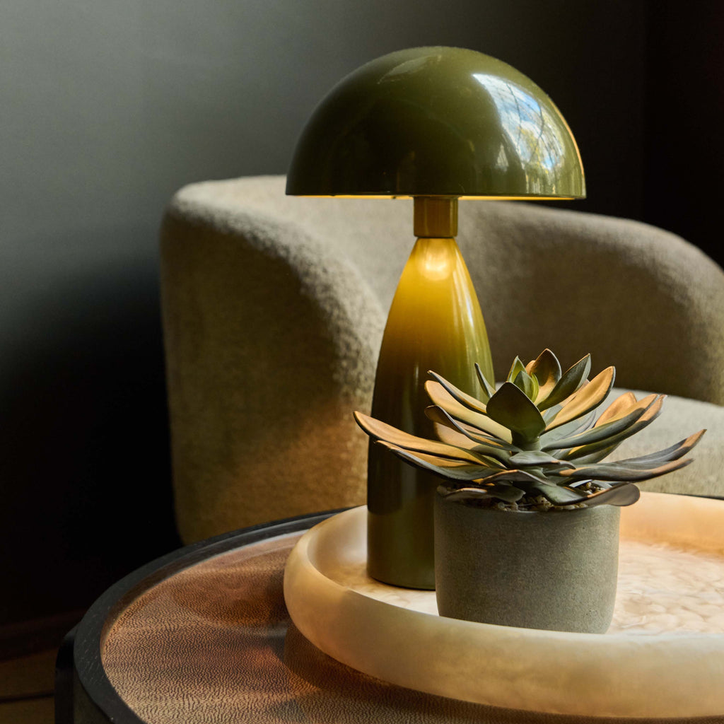Used Olive Metal Table Lamp – Rewired & Tested